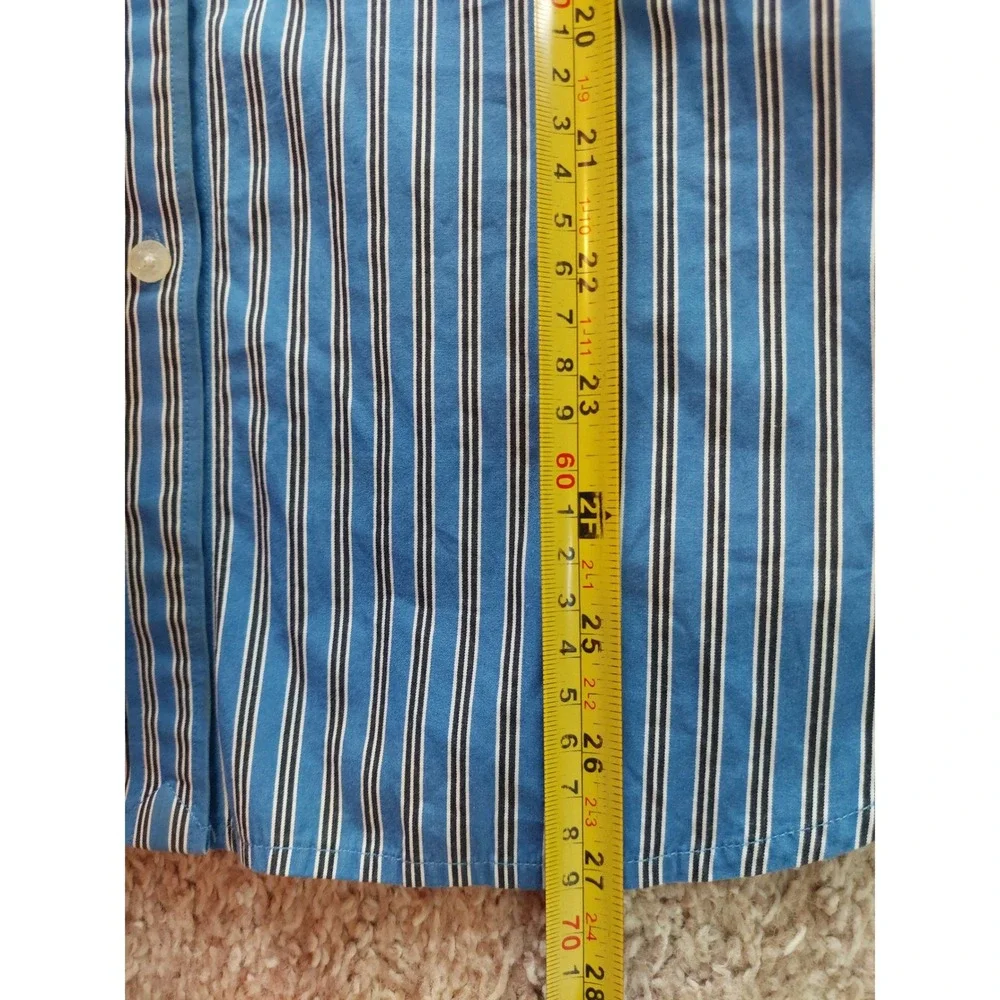 Lauren Ralph Lauren Women's Blue Striped Cotton Button Down Shirt Size Large